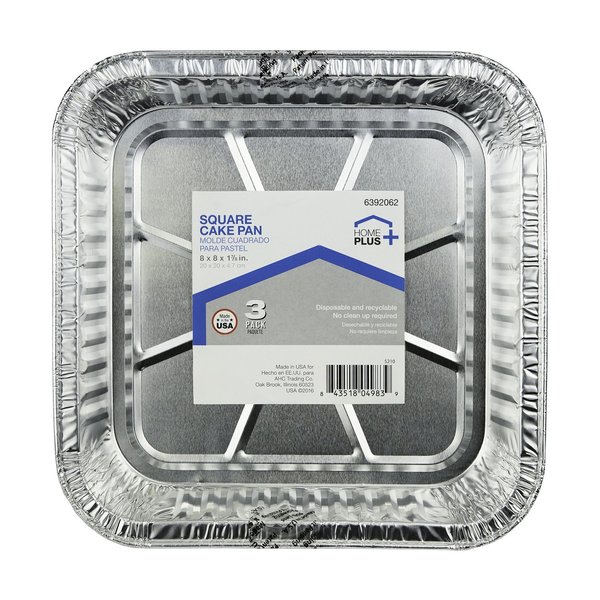 Home Plus Durable Foil 8 in. W X 8 in. L Square Cake Pan Silver , 3PK D11030